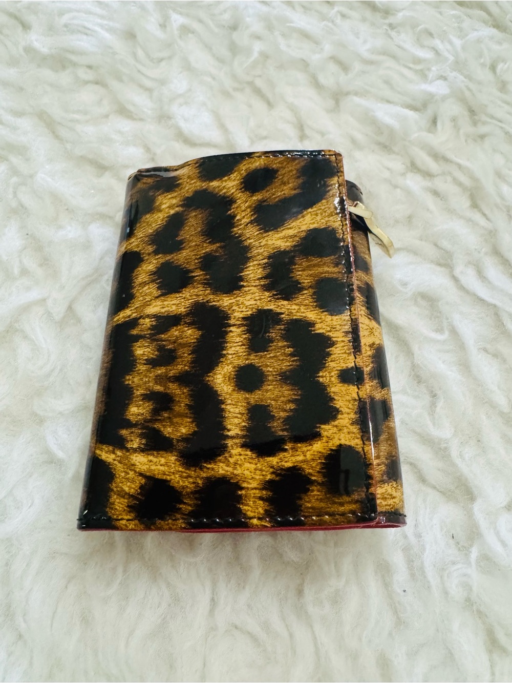 Christian Louboutin Leopard Print Studded Wallet with Red Trim - Picture 9 of 15
